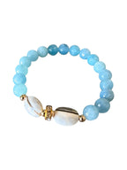 Still Waters — Handcrafted Blue Agate, Owyhee Blue Opal & Gold Pavé Diamond Bead Bracelet
