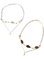 Duality — Handcrafted Double Chain Keishi Pearl & Peridot Necklace