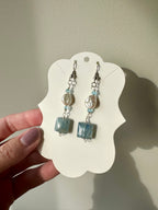 Riley Gemstone Earrings - Freshwater Pearl, Blue Topaz and Kyanite | Handmade Jewelry