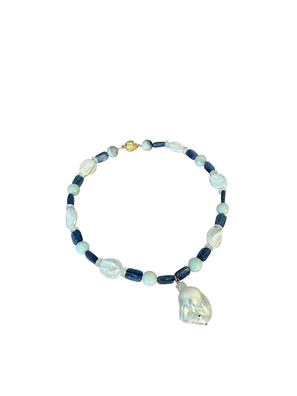 So Nauti - Freshwater Pearl, Kyanite, Moonstone and Amazonite Gemstone Necklace