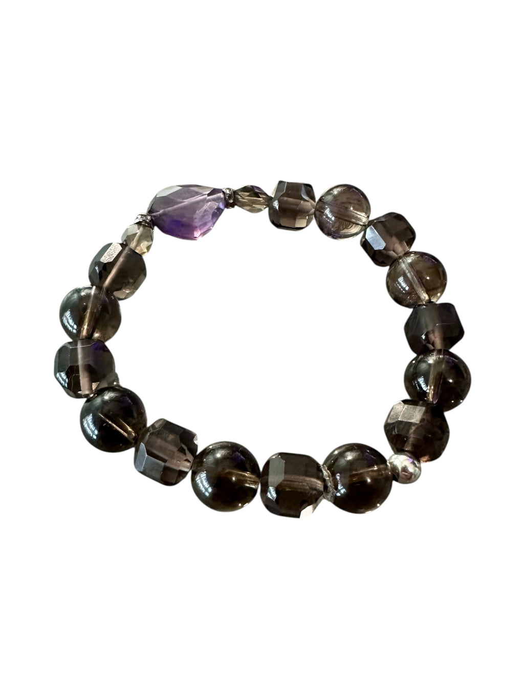 Minerva Gemstone Bracelet - Smoky Quartz and Amethyst | Handmade Jewelry