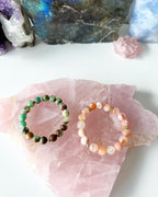 Callie Gemstone Bracelets - Chrysoprase and Flower Agate | Healing and Grounding