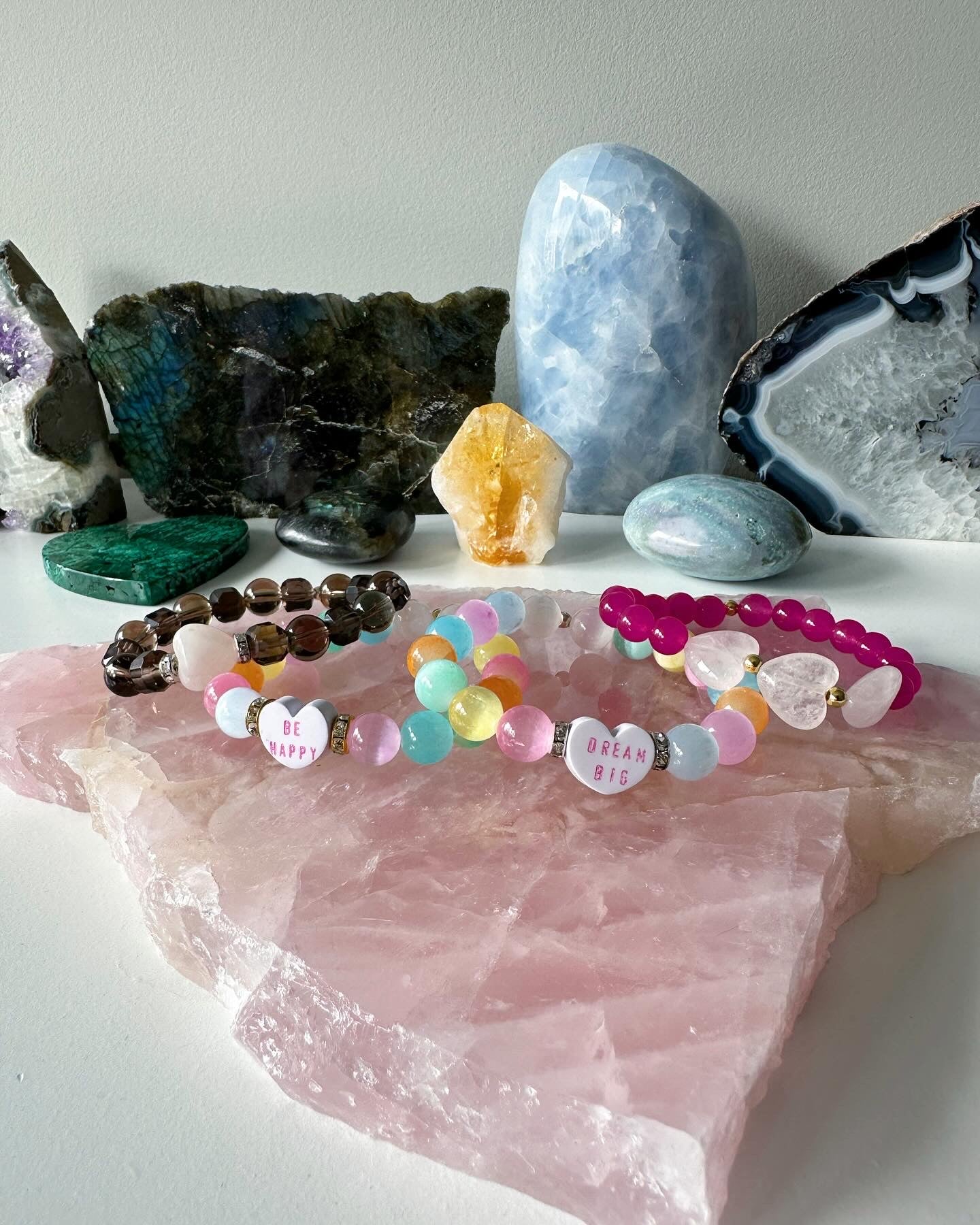 Candy Hearts - Valentine’s Day Candy Hearts and Selenite Gemstone Bracelets