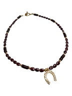 Lucky in Love — Garnet Horseshoe Necklace