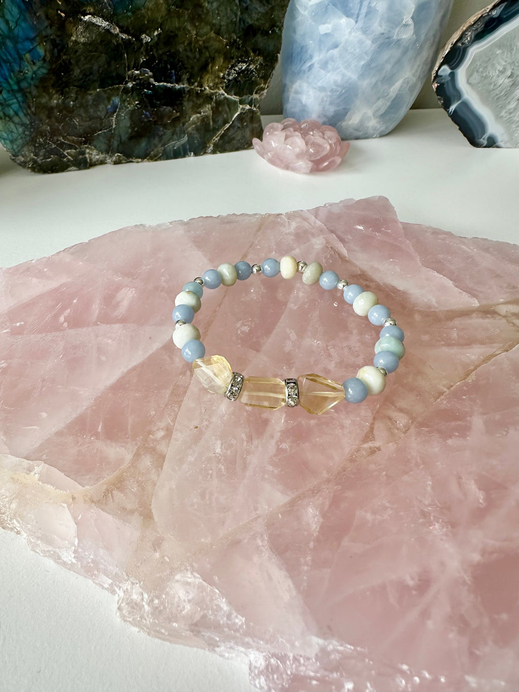 Pineapple - Citrine, Amazonite and Angelite Gemstone Bracelet