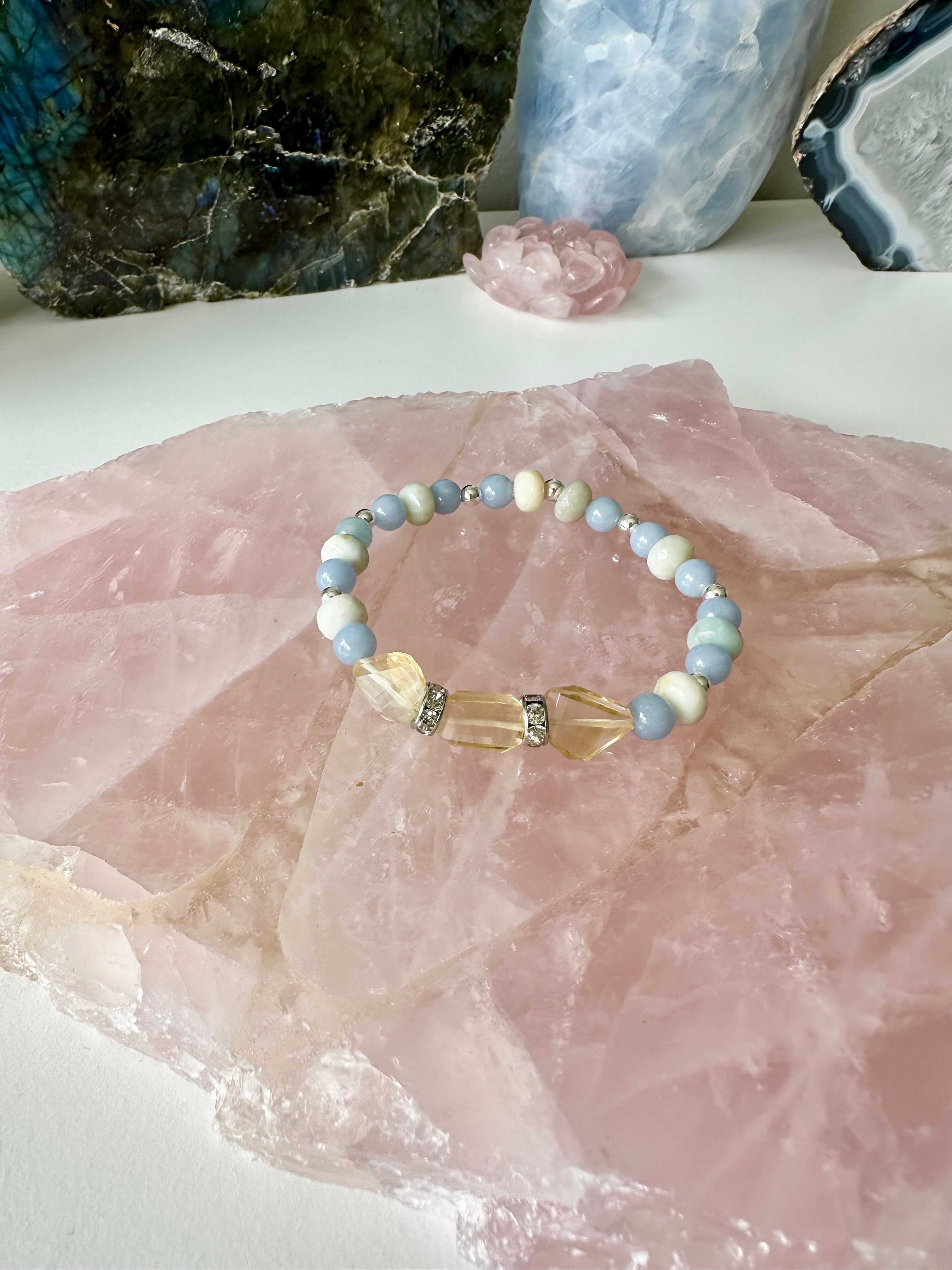 Pineapple - Citrine, Amazonite and Angelite Gemstone Bracelet