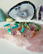 Lilly Pad Gemstone Bracelet - Amethyst and Ruby Zoisite | Peace and Creativity