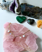 Pink Starburst — Handcrafted Pink Tourmaline, Moonstone & Pearl Necklace