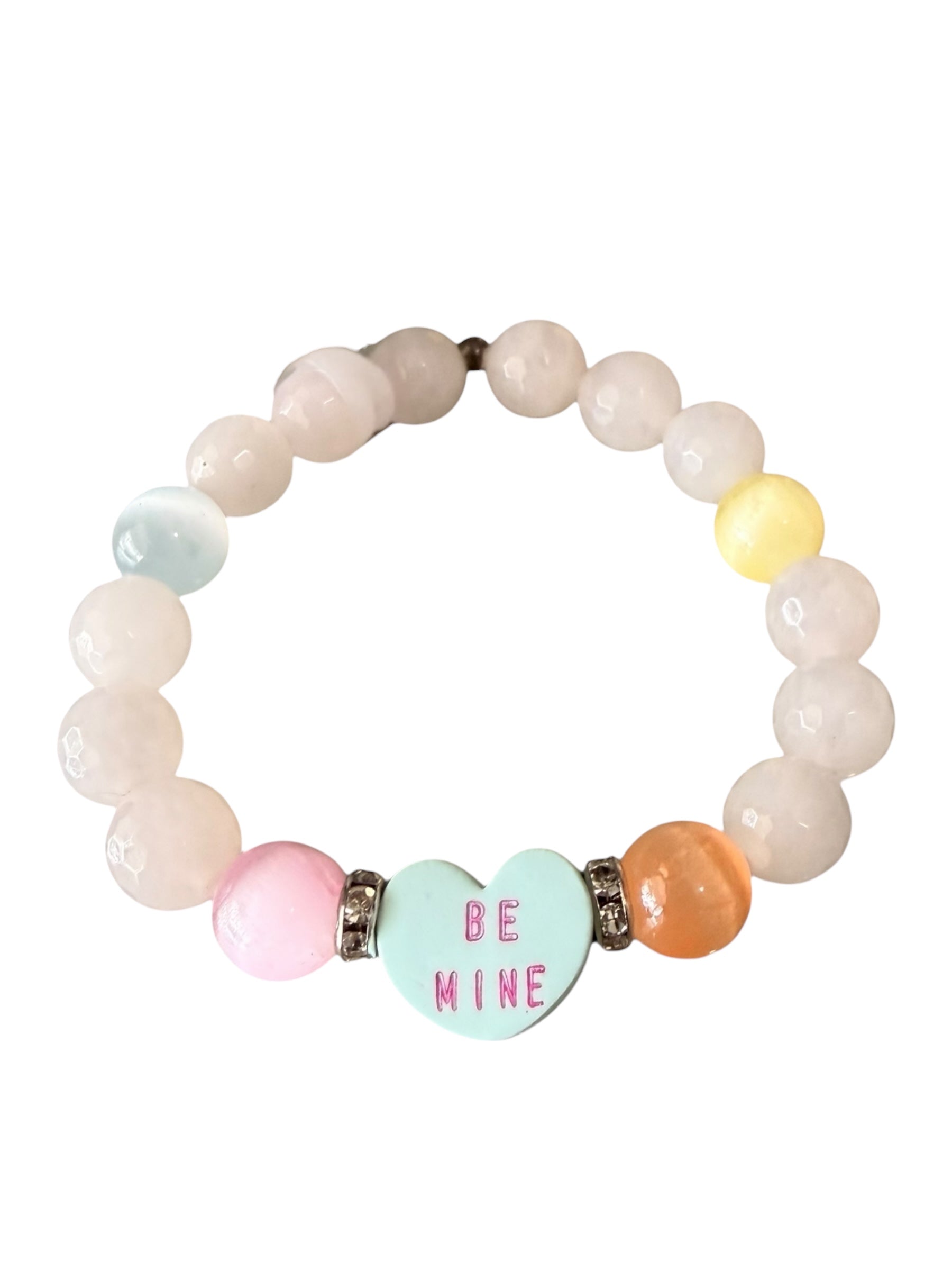 Candy Heart Gemstone Bracelets - Candy Hearts, Rose Quartz and Selenite | Limited Edition Valentine’s Jewelry | Love, Peace and Clarity