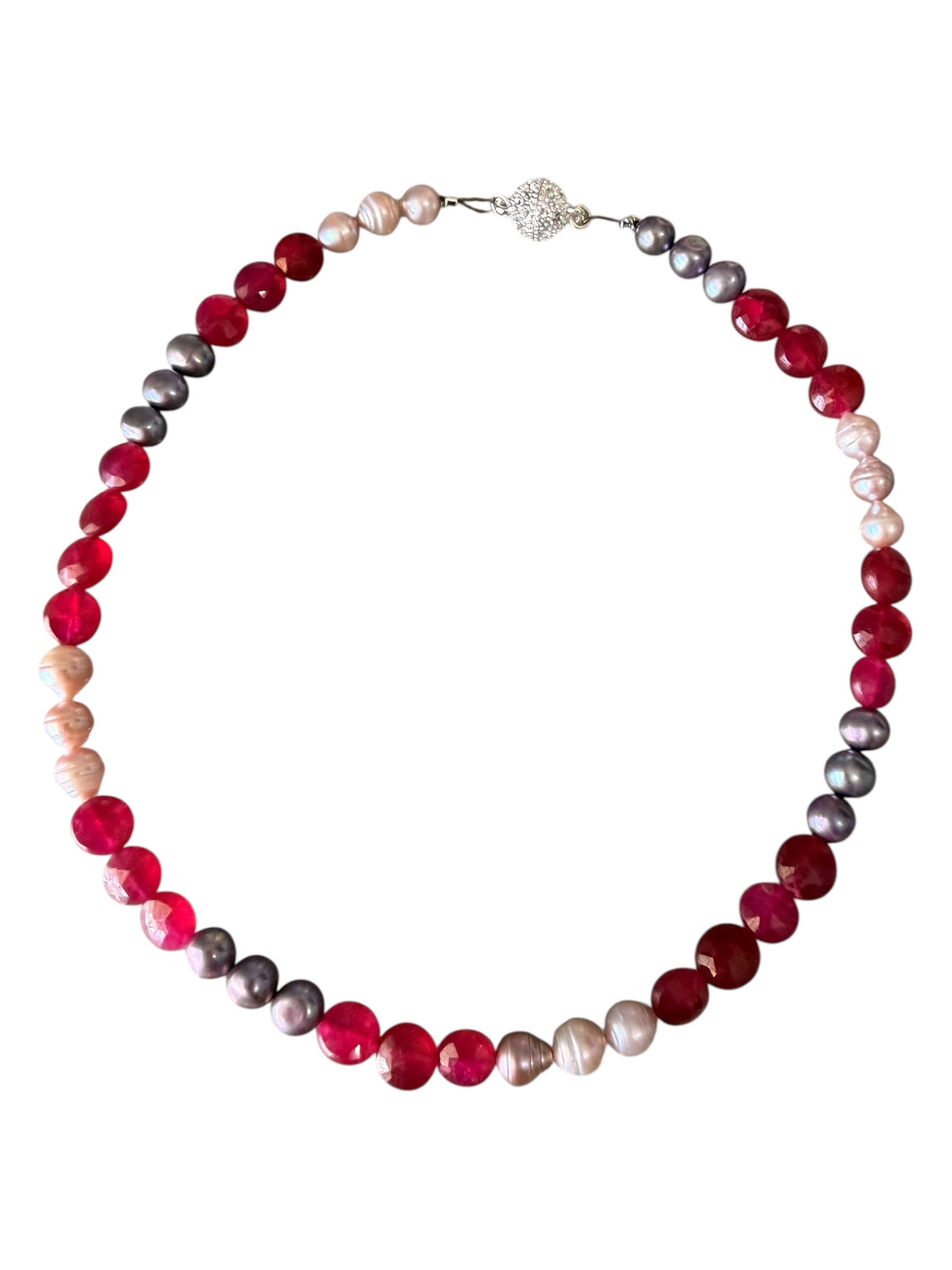 Lovestruck Gemstone Necklace - Ruby and Pink + Purple Freshwater Pearls | Limited Edition Valentine’s Jewelry | Love, Passion and Wisdom