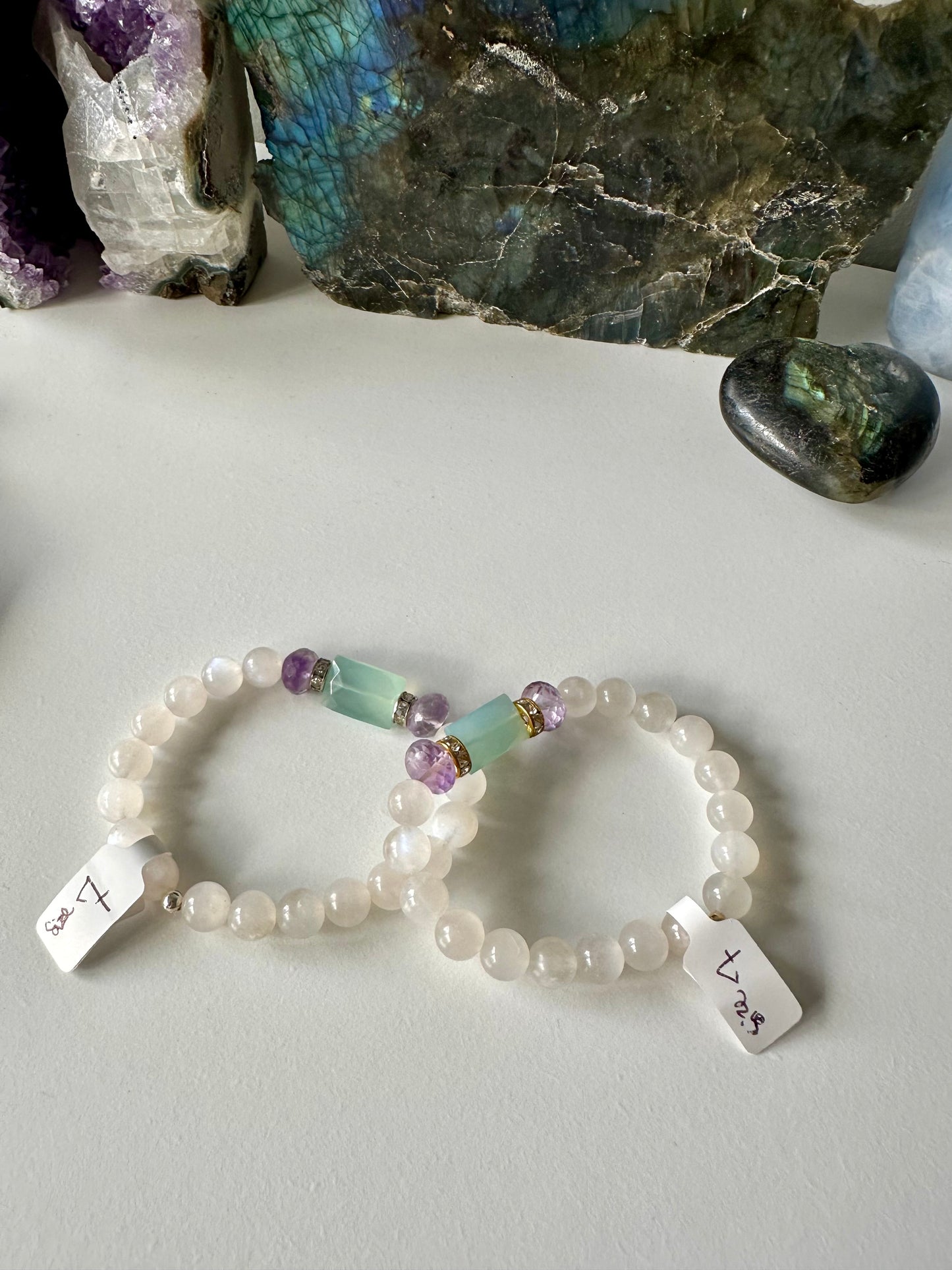 Luna - Chalcedony, Amethyst and Moonstone Gemstone Bracelets