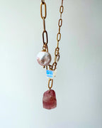 Pink Starburst — Handcrafted Pink Tourmaline, Moonstone & Pearl Necklace