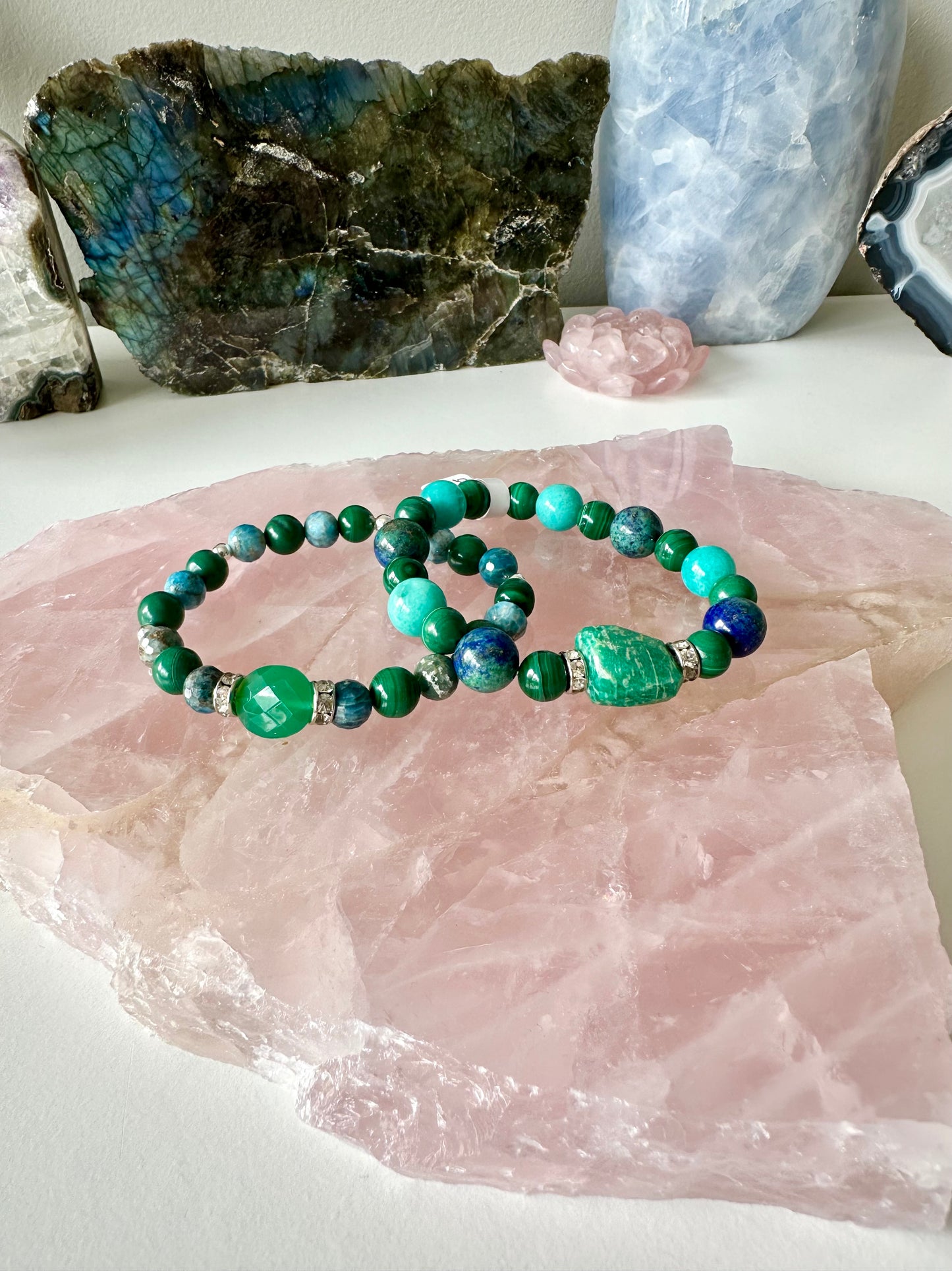 Loggerhead - Amazonite, Apatite, Green Onyx, Malachite and Chrysocolla Gemstone Bracelets