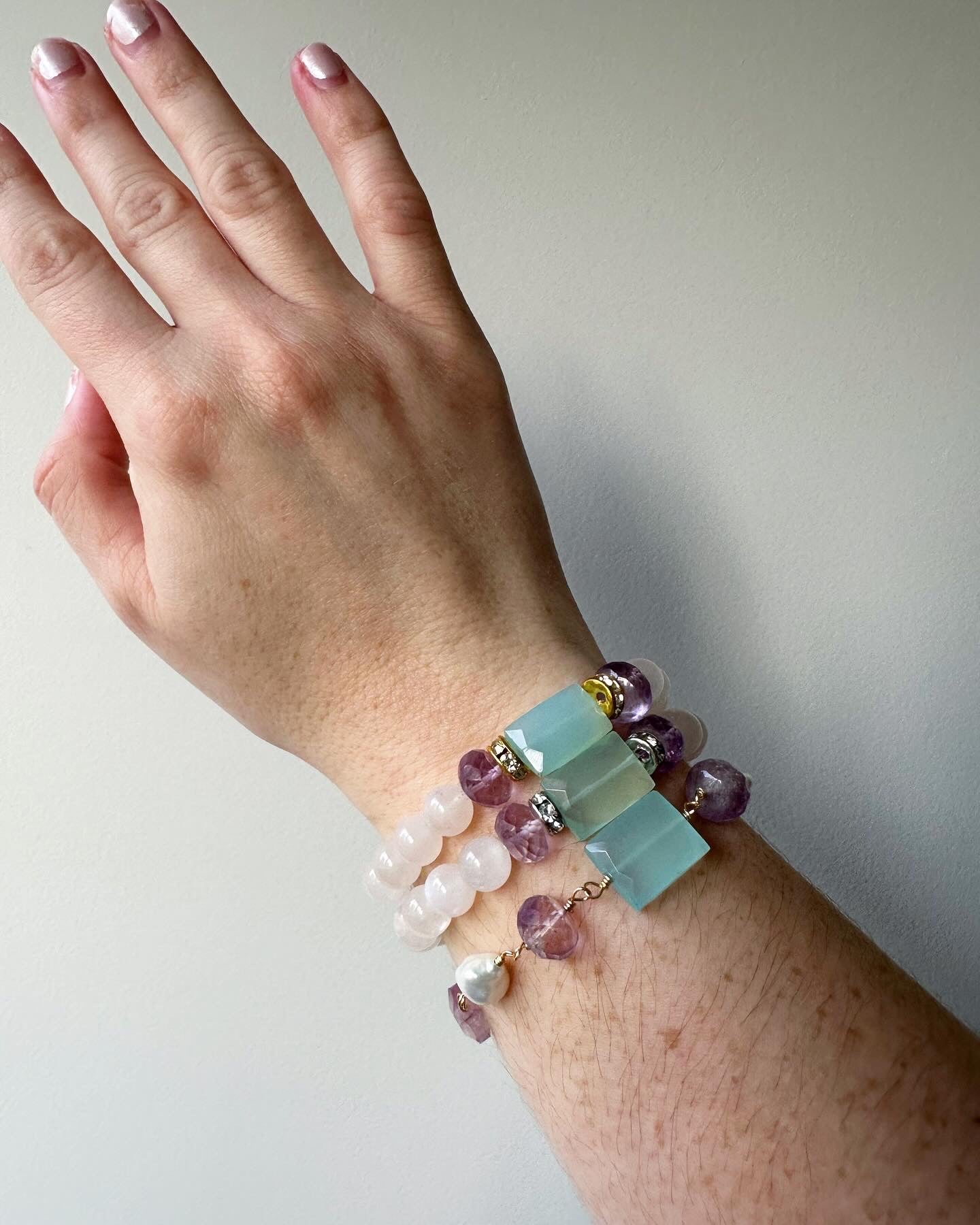 Luna - Chalcedony, Amethyst and Moonstone Gemstone Bracelets