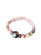 Shell-a-brate — Handcrafted Tahitian Black Pearl, Pink Opal, Rose Quartz & Pink Amethyst Bracelet