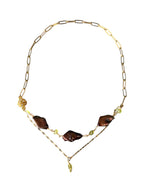 Duality — Handcrafted Double Chain Keishi Pearl & Peridot Necklace