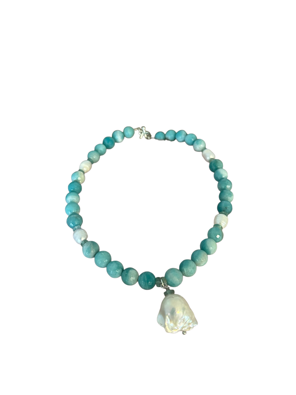 Salty Chic - Freshwater Pearl, Apatite and Amazonite Gemstone Necklace