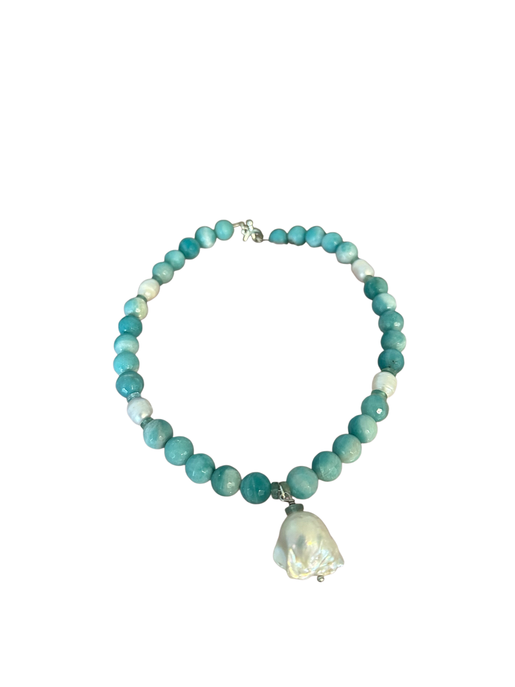 Salty Chic - Freshwater Pearl, Apatite and Amazonite Gemstone Necklace