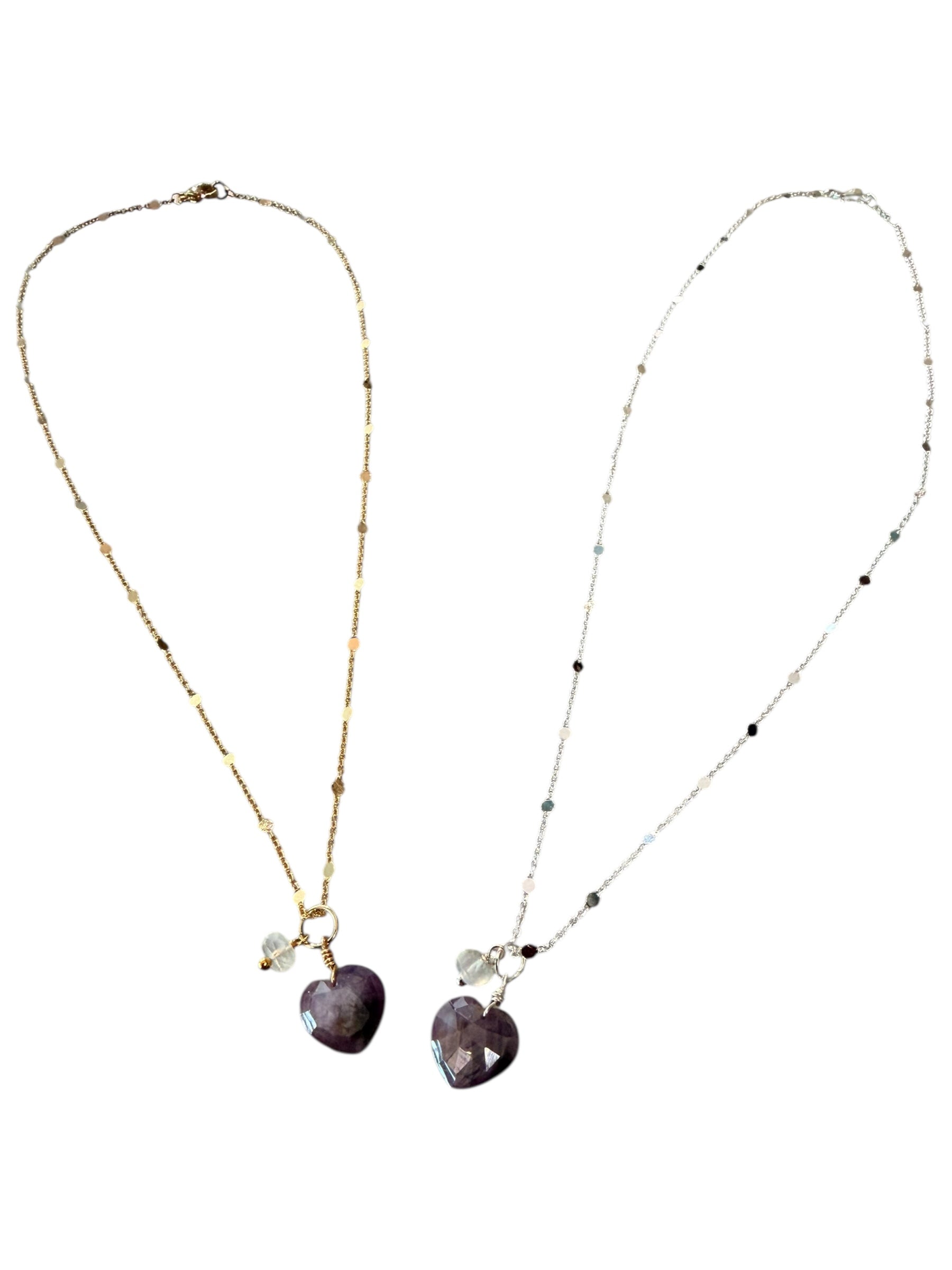 Guided by Love Necklace - Pink Sapphire Heart Pendant with Moonstone Charm | Limited Edition Valentine’s Jewelry | Love and Intuition