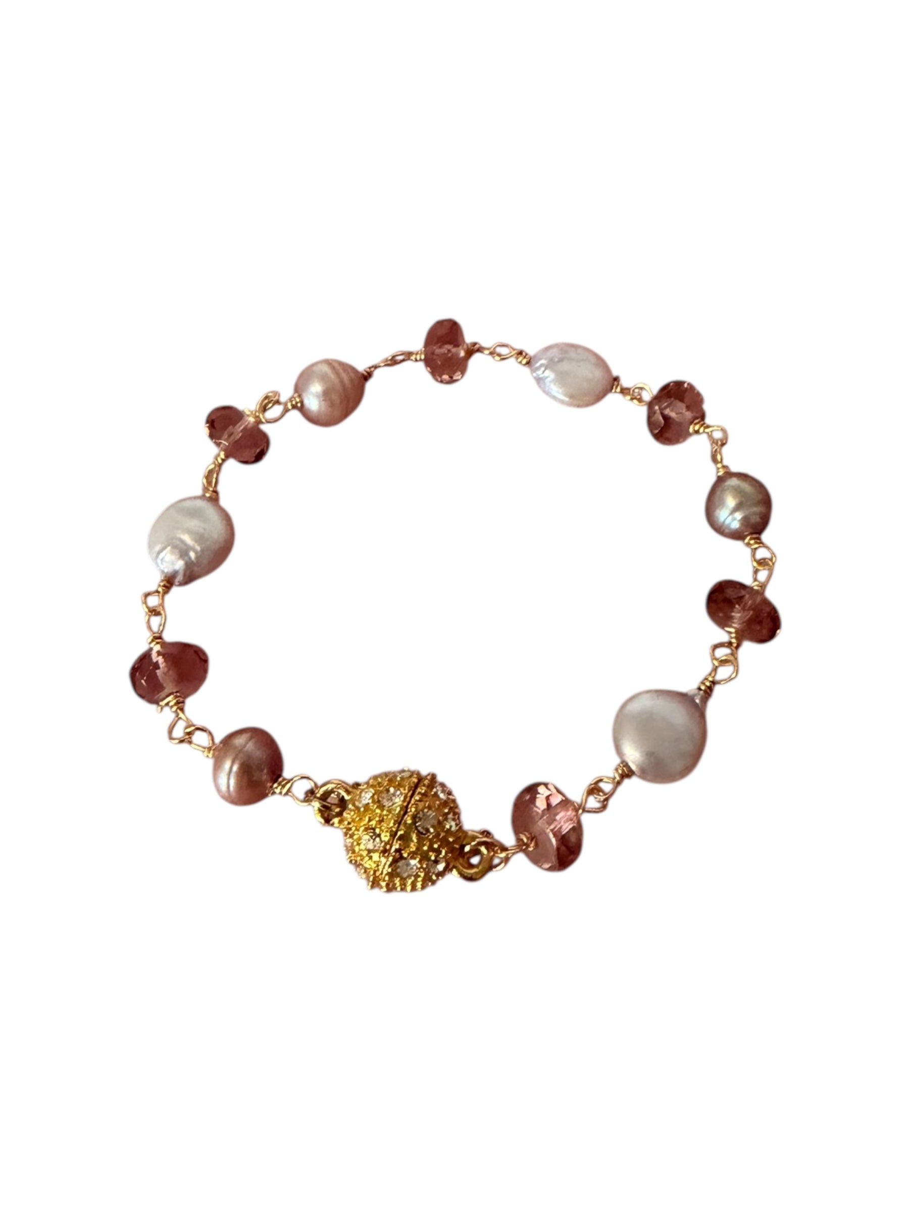 Zoe Gemstone Bracelets - Freshwater Pink Pearl, Freshwater Purple Pearl and Pink Amethyst | Love and Peace