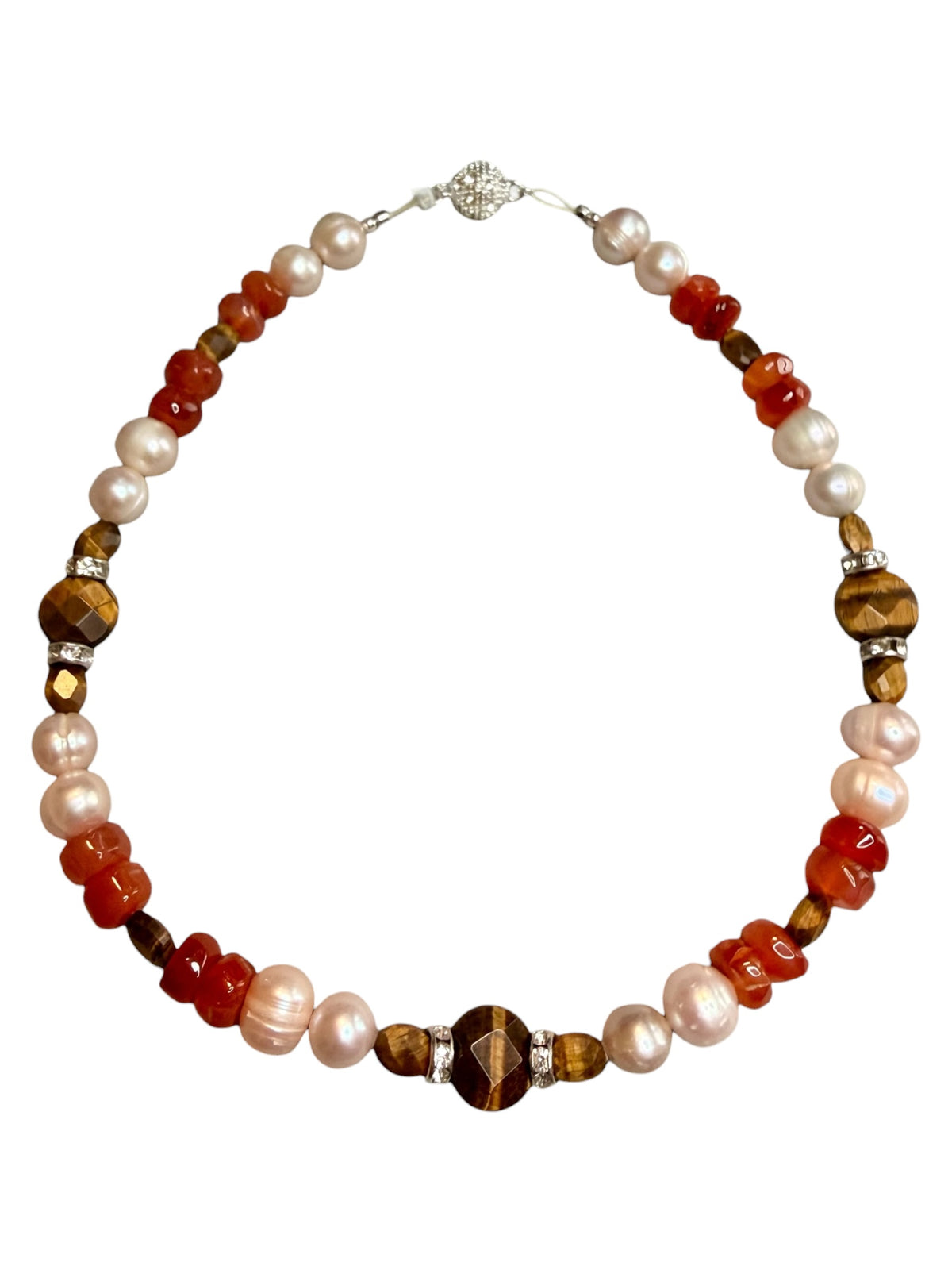 Ember — Carnelian, Tiger’s Eye & Pearl Necklace