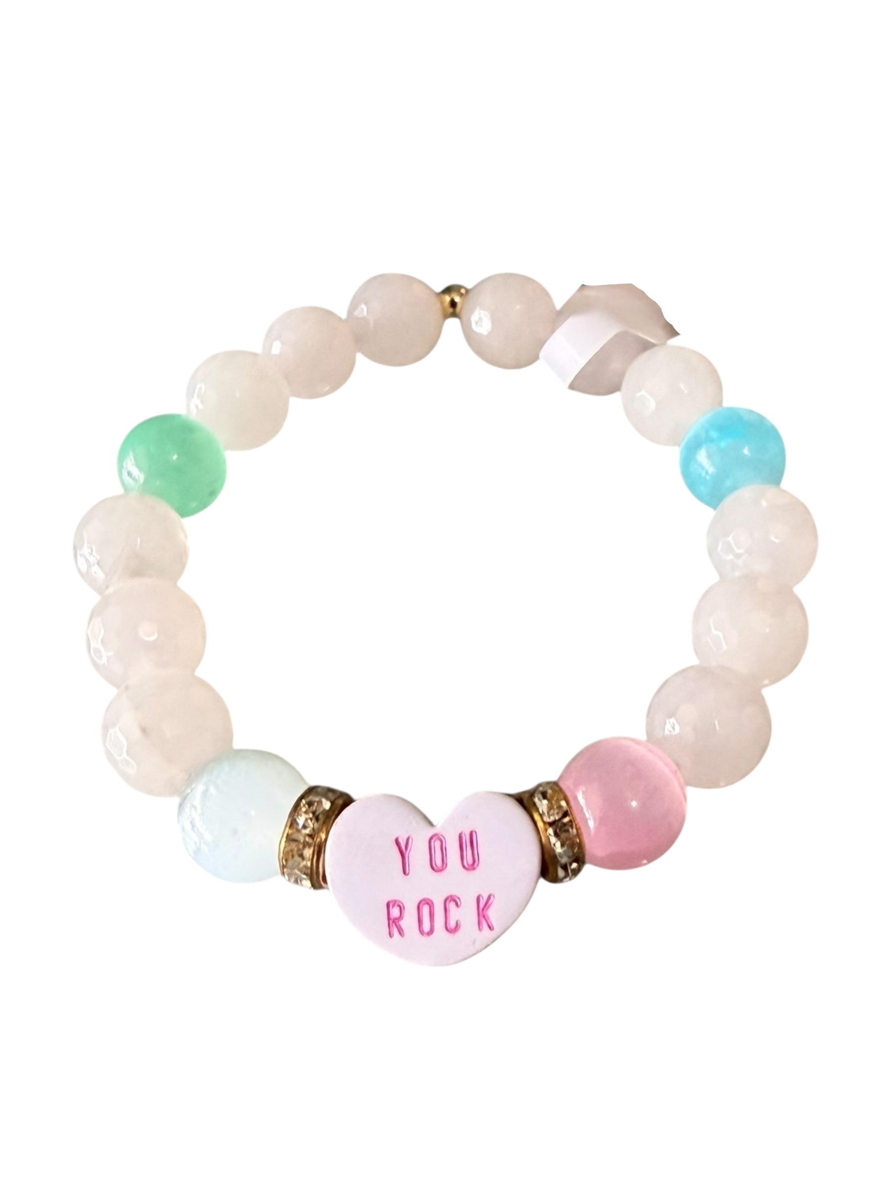 Candy Heart Gemstone Bracelets - Candy Hearts, Rose Quartz and Selenite | Limited Edition Valentine’s Jewelry | Love, Peace and Clarity