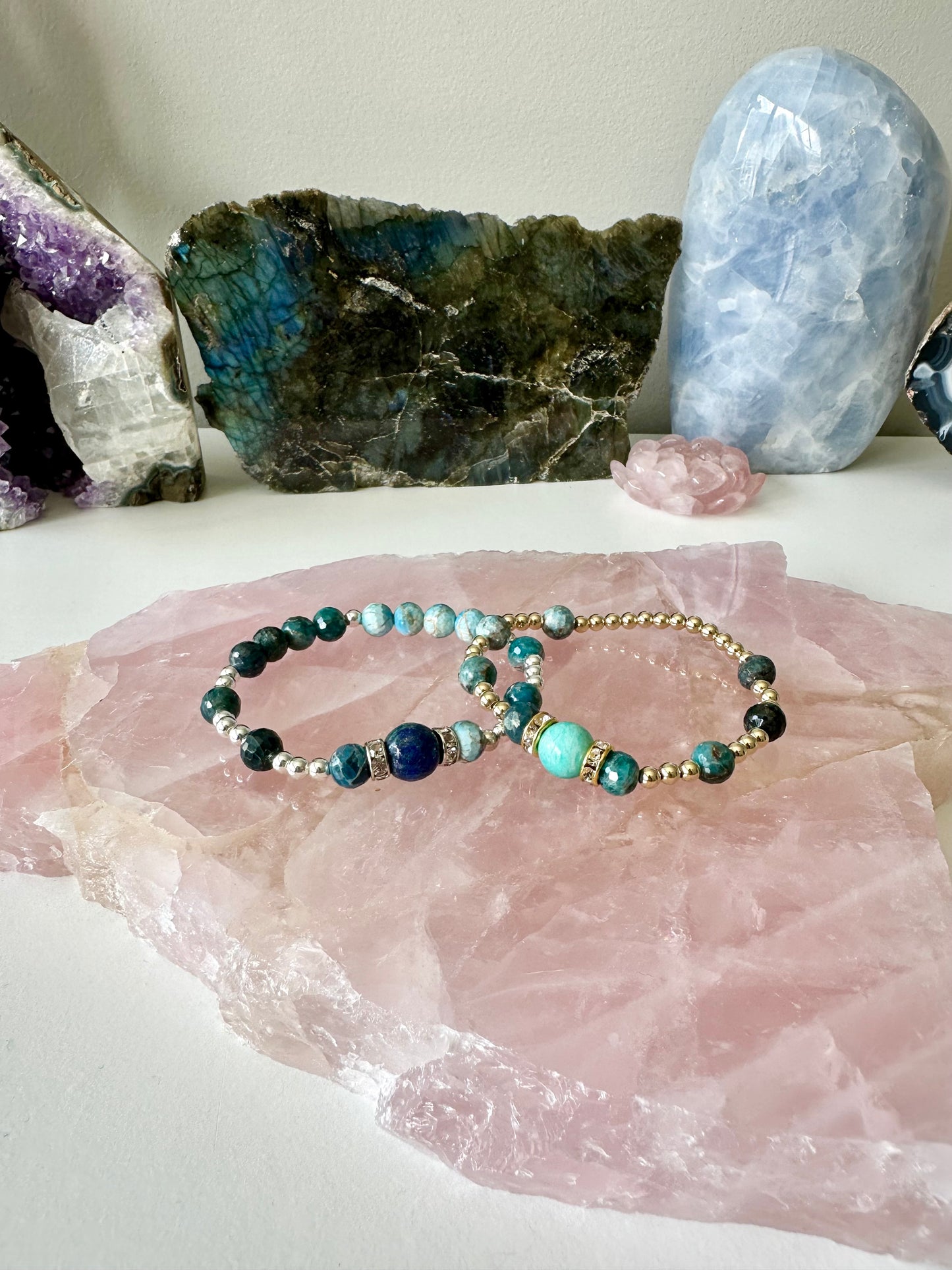 Sand Dollar - Amazonite, Apatite, Malachite and Chrysocolla Gemstone Bracelets