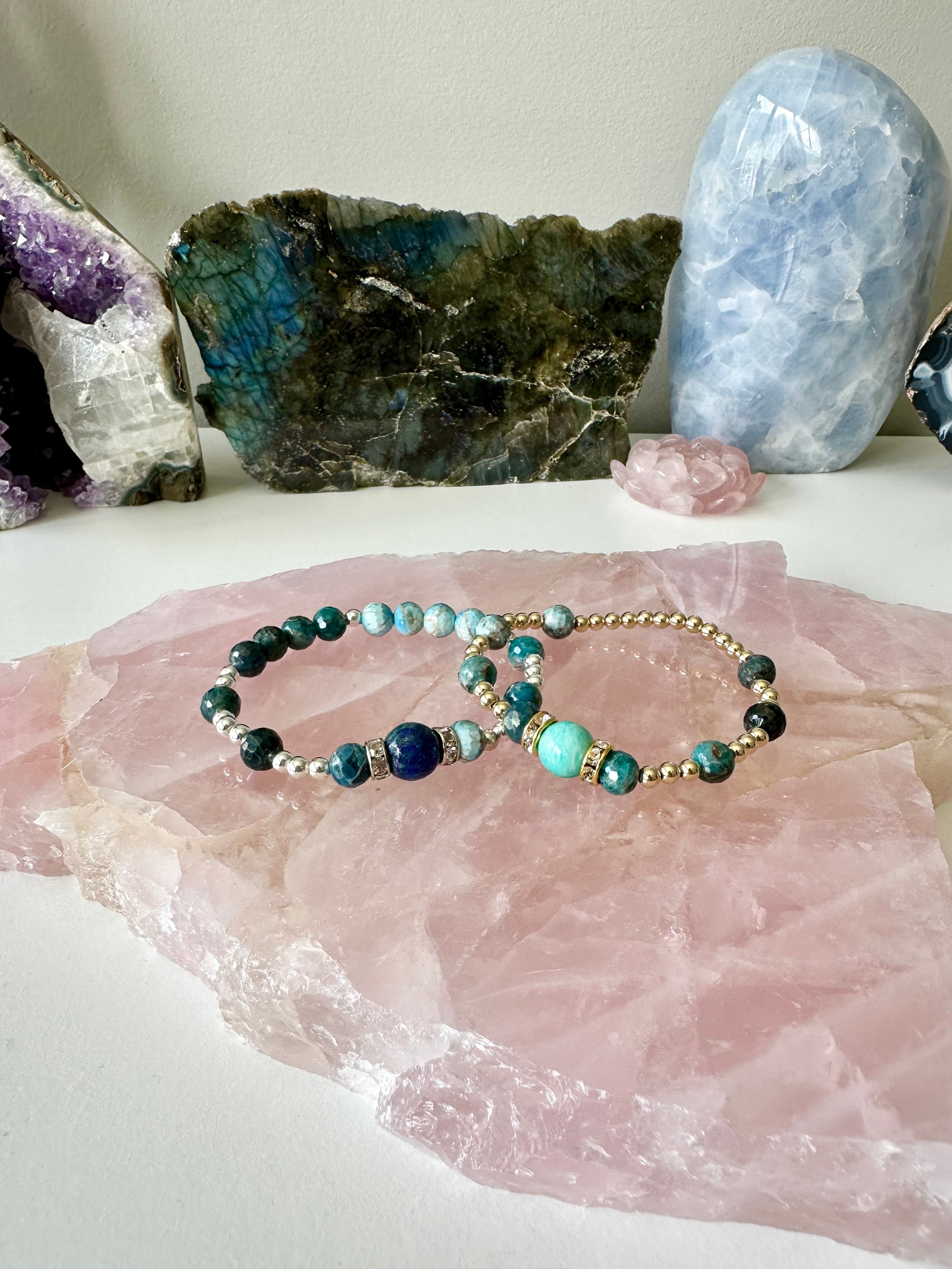 Sand Dollar - Amazonite, Apatite, Malachite and Chrysocolla Gemstone Bracelets