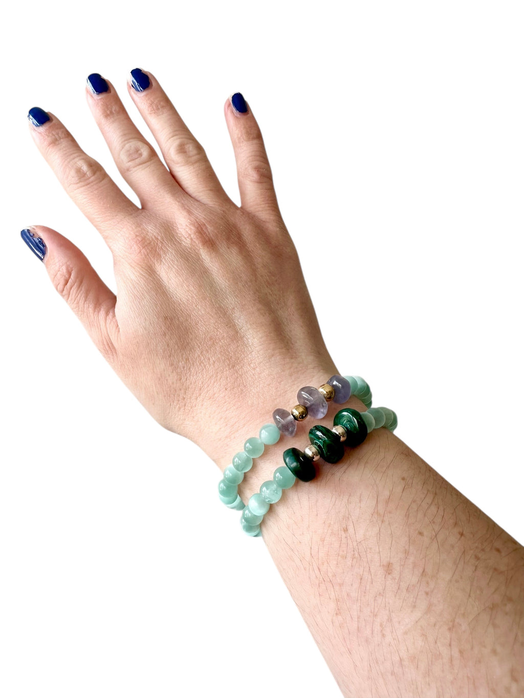 Salty Gemstone Bracelets - Moonstone, Malachite and Iolite | Handmade Jewelry