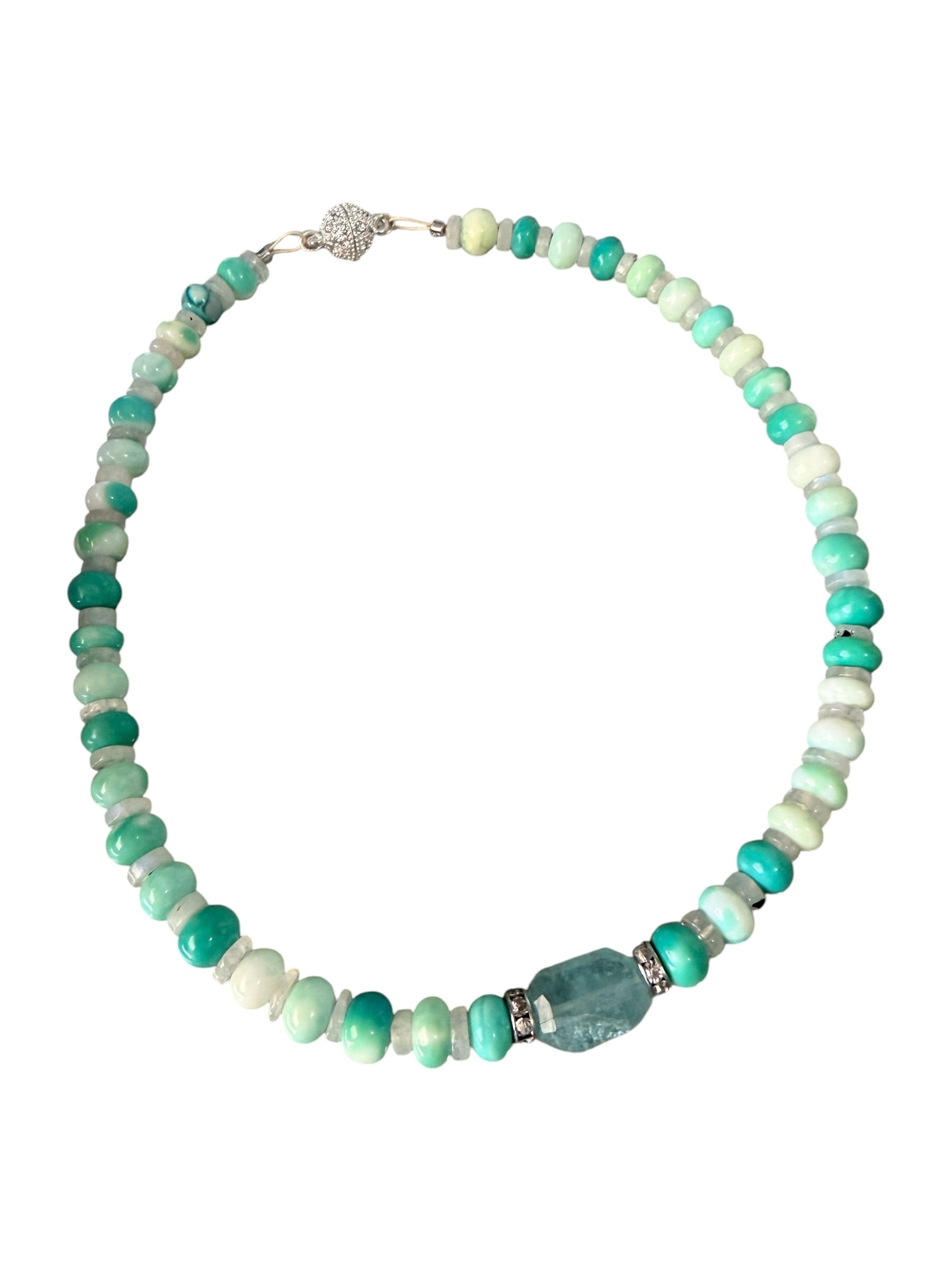 Cowabunga — Limited Edition Aquamarine, Moonstone & Green Opal Necklace