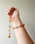 Kenzie Gemstone Necklace and Bracelet Set - Cascading Labradorite and Sunstone Paperclip Chain Lariat Necklace and Bracelet Set | Transformation and Joy