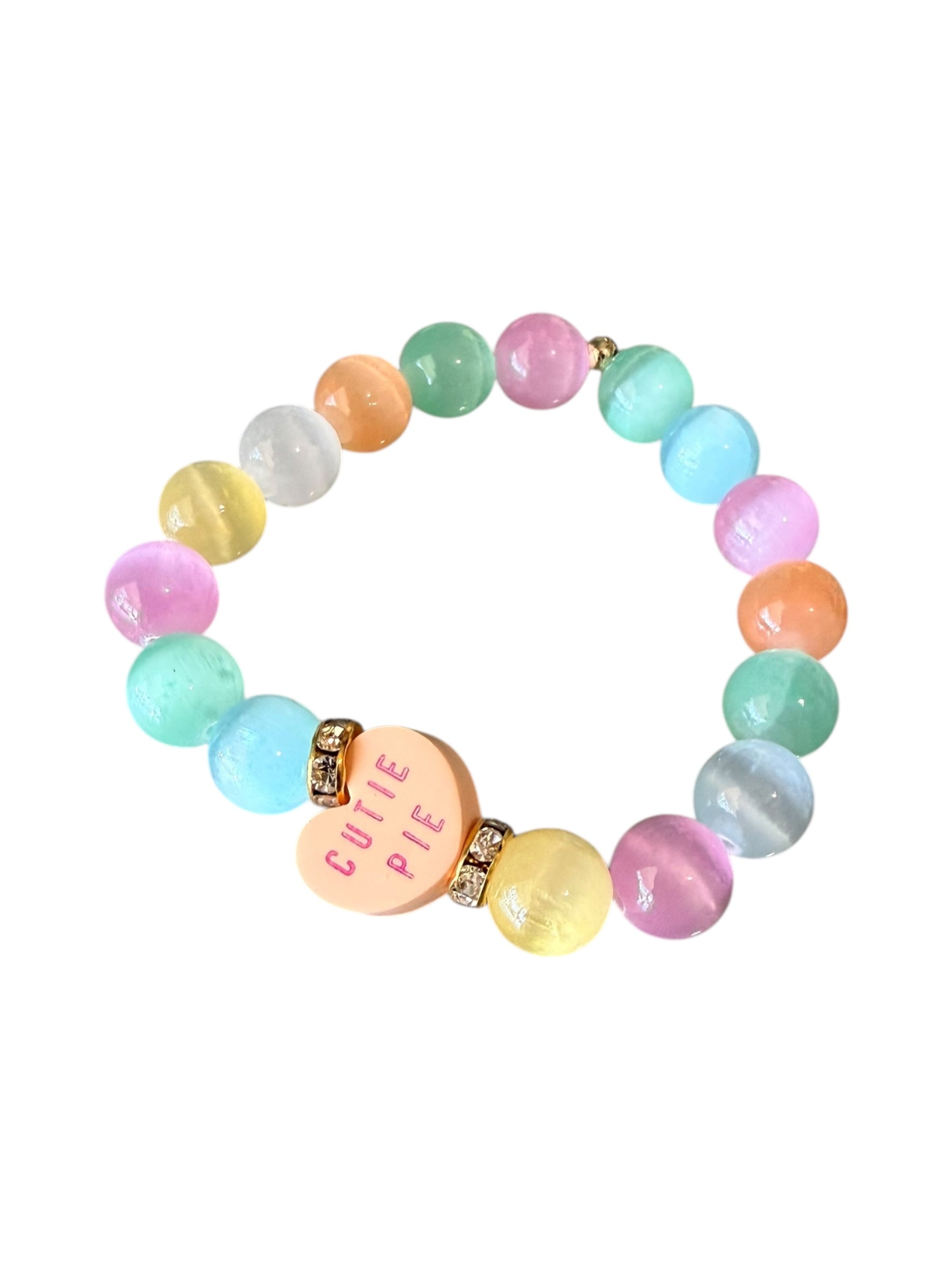 Candy Heart Gemstone Bracelets - Candy Hearts, Rose Quartz and Selenite | Limited Edition Valentine’s Jewelry | Love, Peace and Clarity