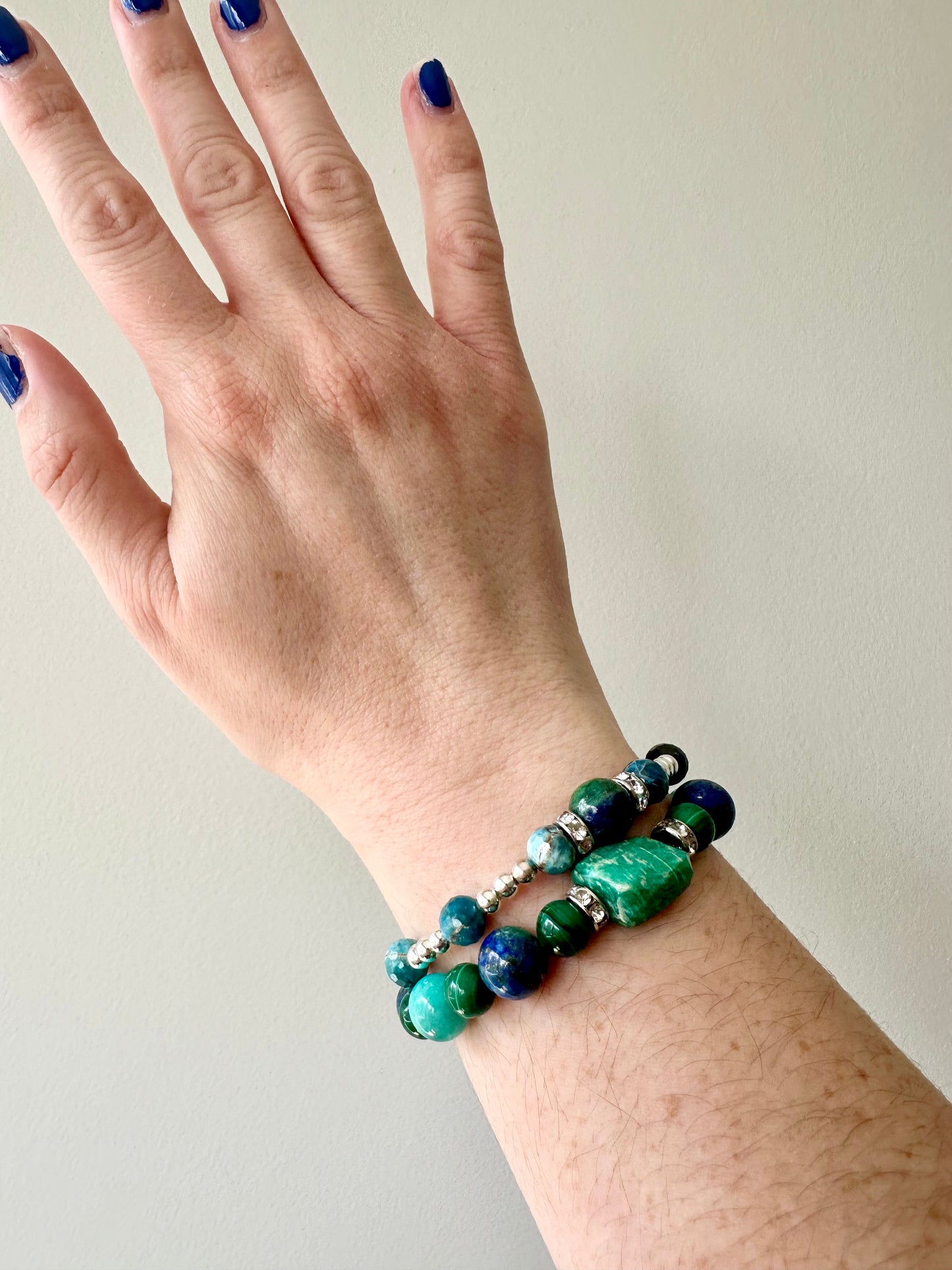 Sand Dollar - Amazonite, Apatite, Malachite and Chrysocolla Gemstone Bracelets