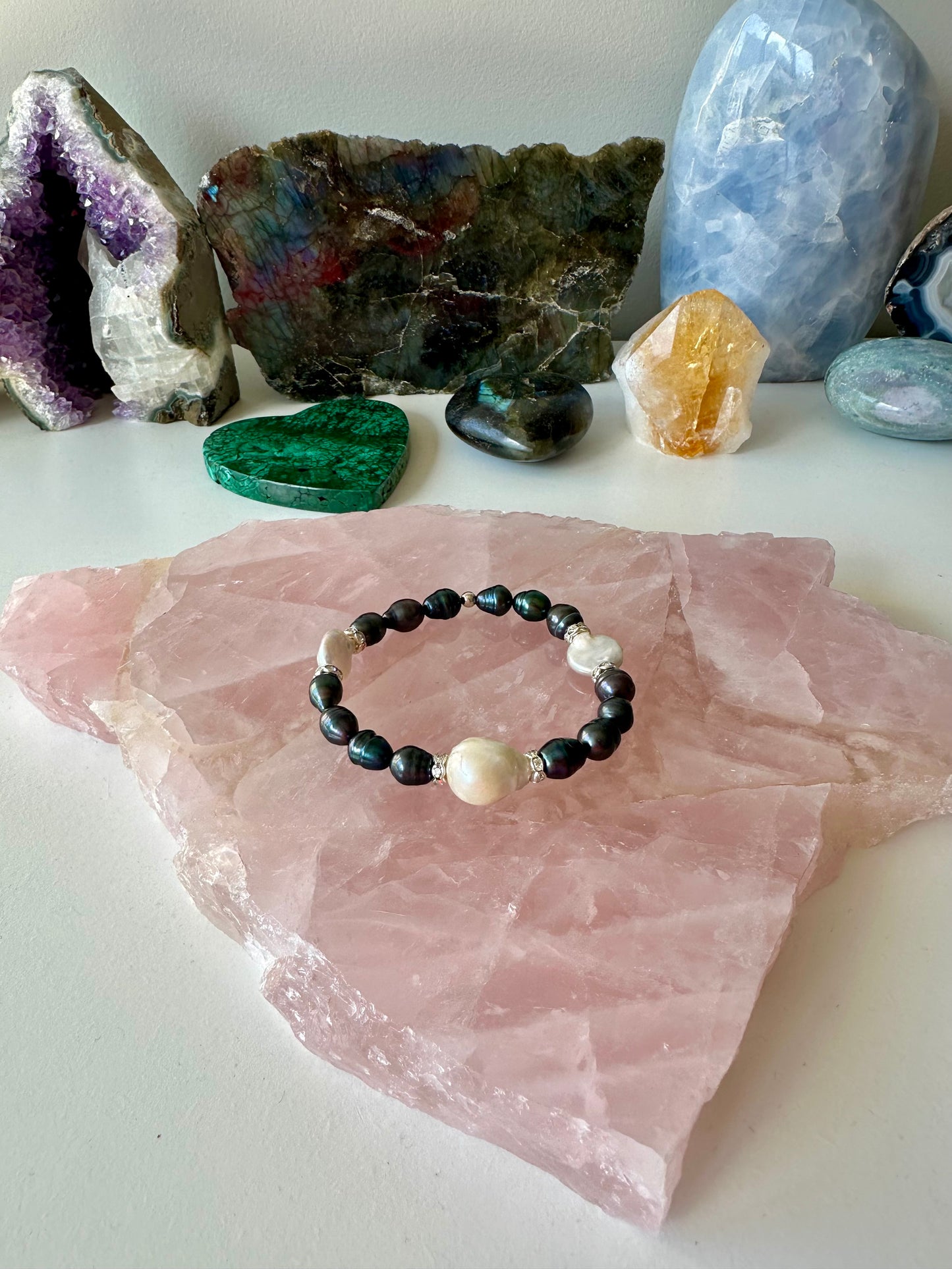 Charlotte - Baroque Pearl, Freshwater Pearl and Black Pearl Gemstone Bracelets