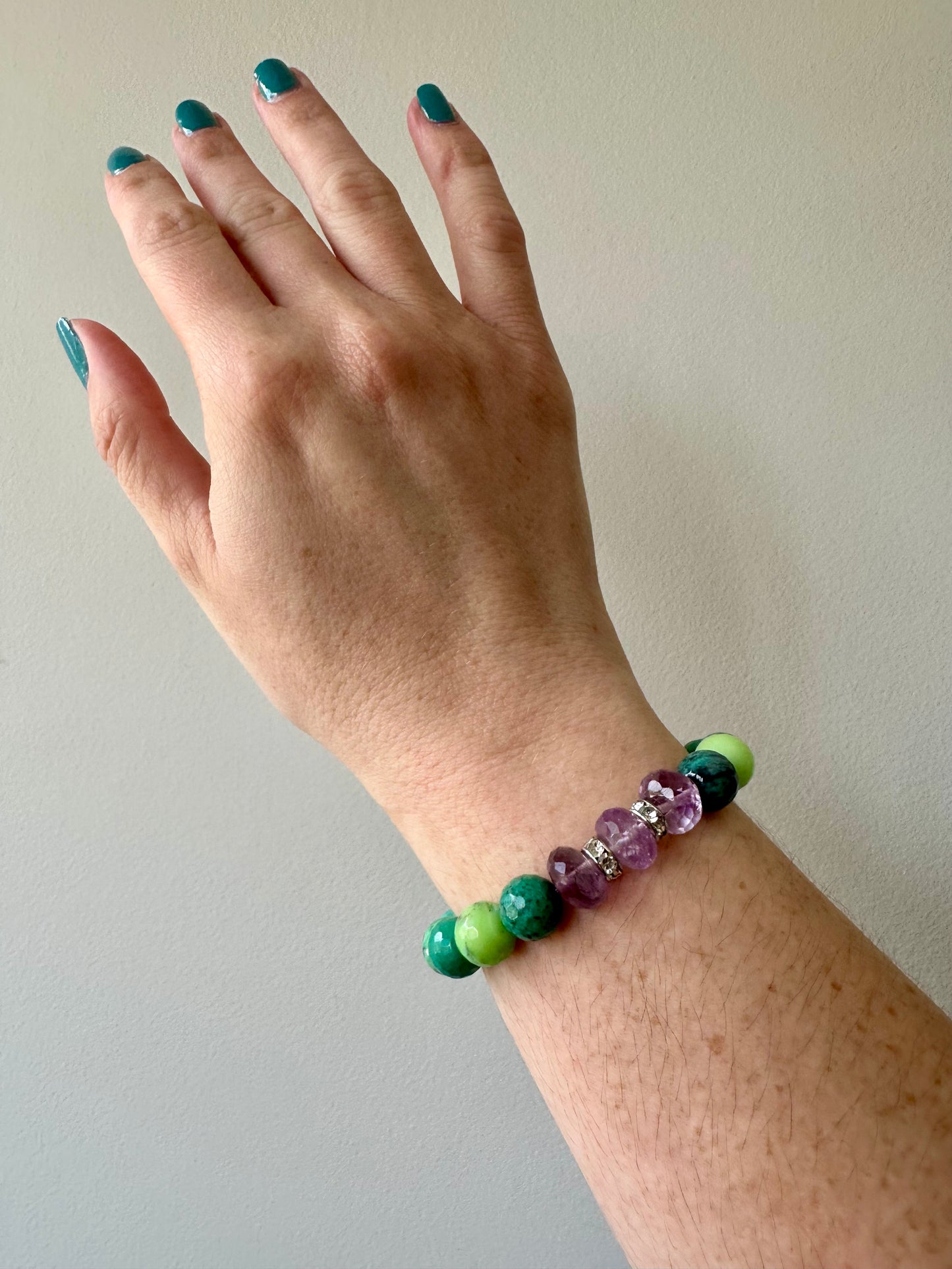 Lana - Amethyst, Moonstone, Chrysoprase and Freshwater Pearl Gemstone Bracelets