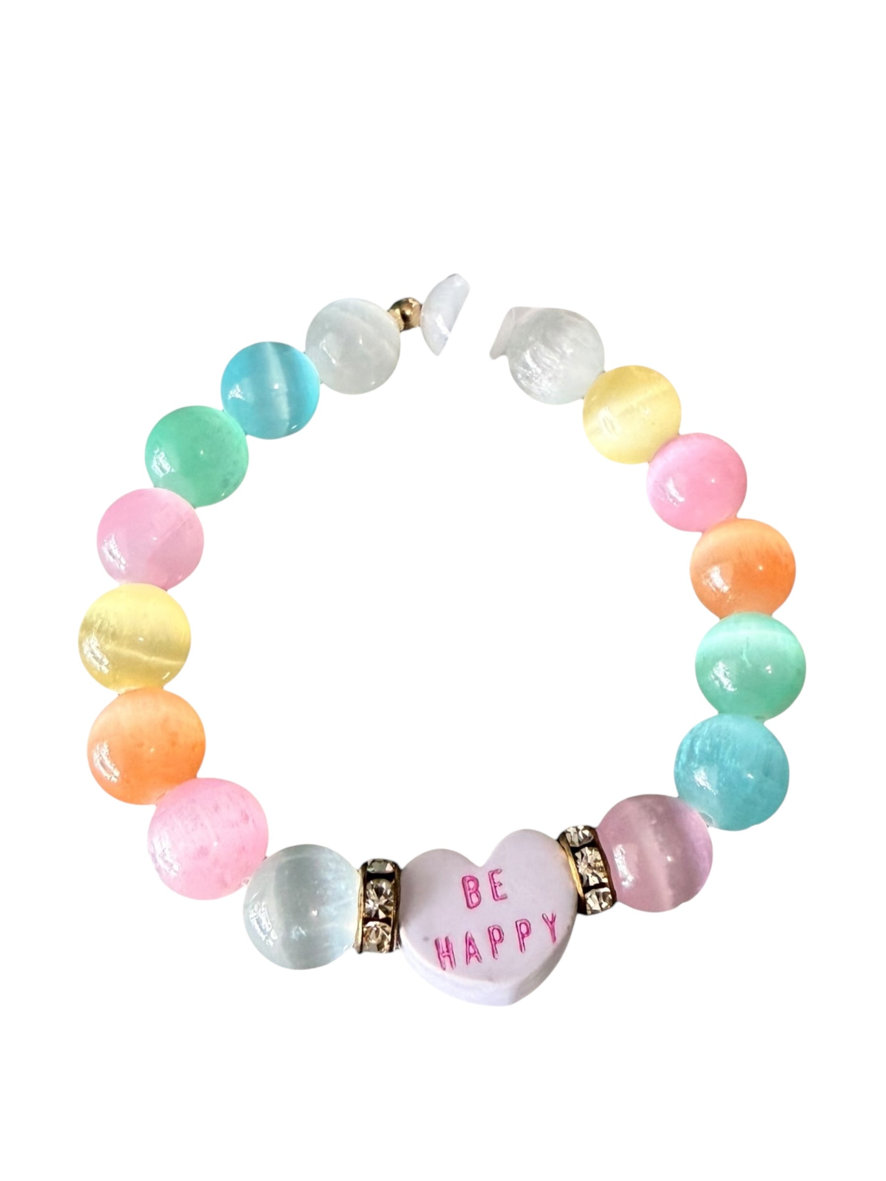 Candy Heart Gemstone Bracelets - Candy Hearts, Rose Quartz and Selenite | Limited Edition Valentine’s Jewelry | Love, Peace and Clarity
