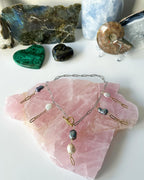 Joan Gemstone Necklace - Mixed Metal, Tahitian Black Pearl and Freshwater Pearl | Trust and Wisdom