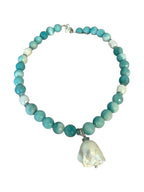 Salty Chic Gemstone Necklace - Freshwater Pearl, Apatite and Amazonite | Wisdom, Inspiration and Clarity