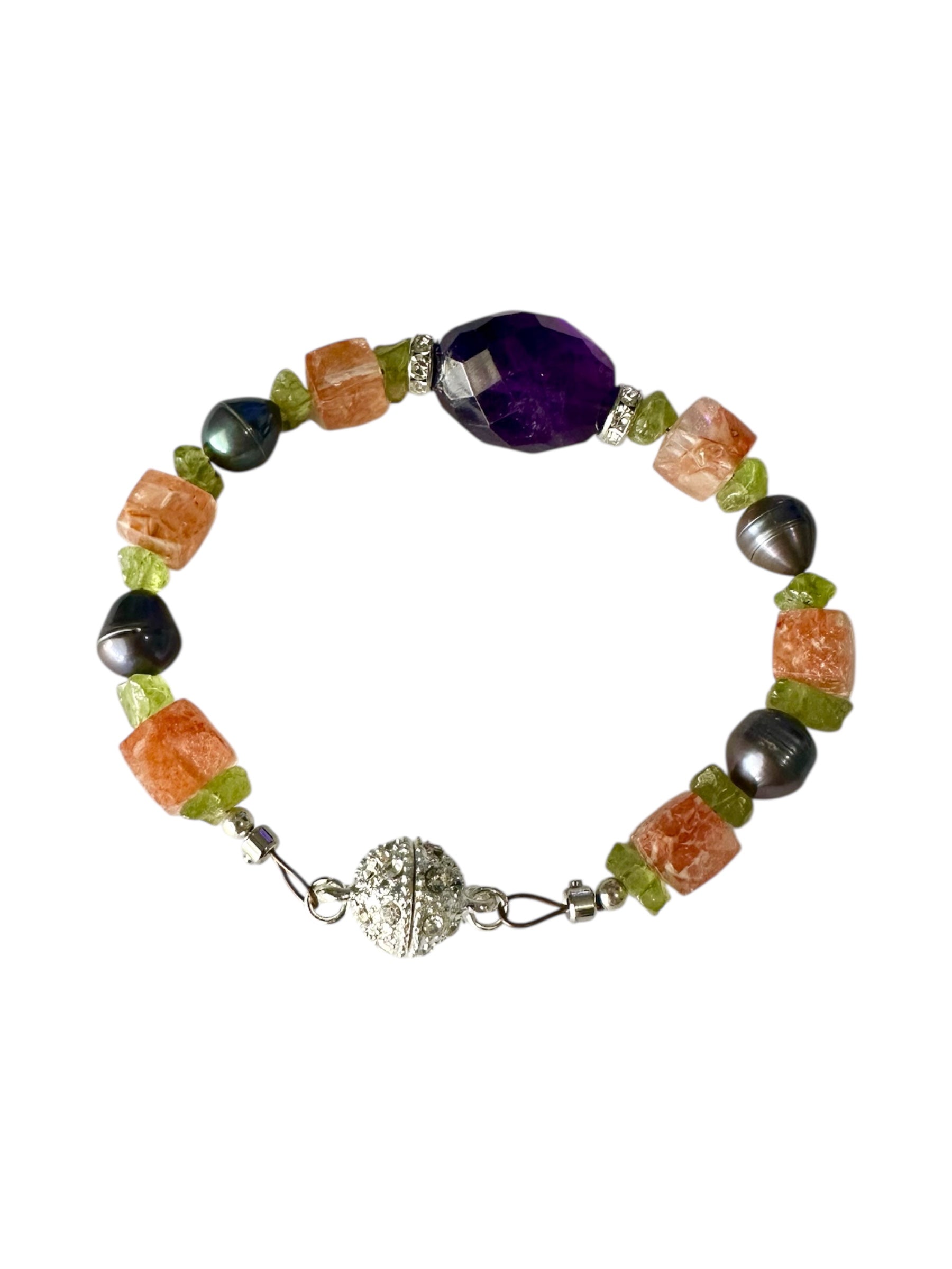 Golden Glimmer Collection Gemstone Bracelets - Labradorite, Moonstone, Pearls, Amethyst, Sunstone, Peridot | Handmade Jewelry