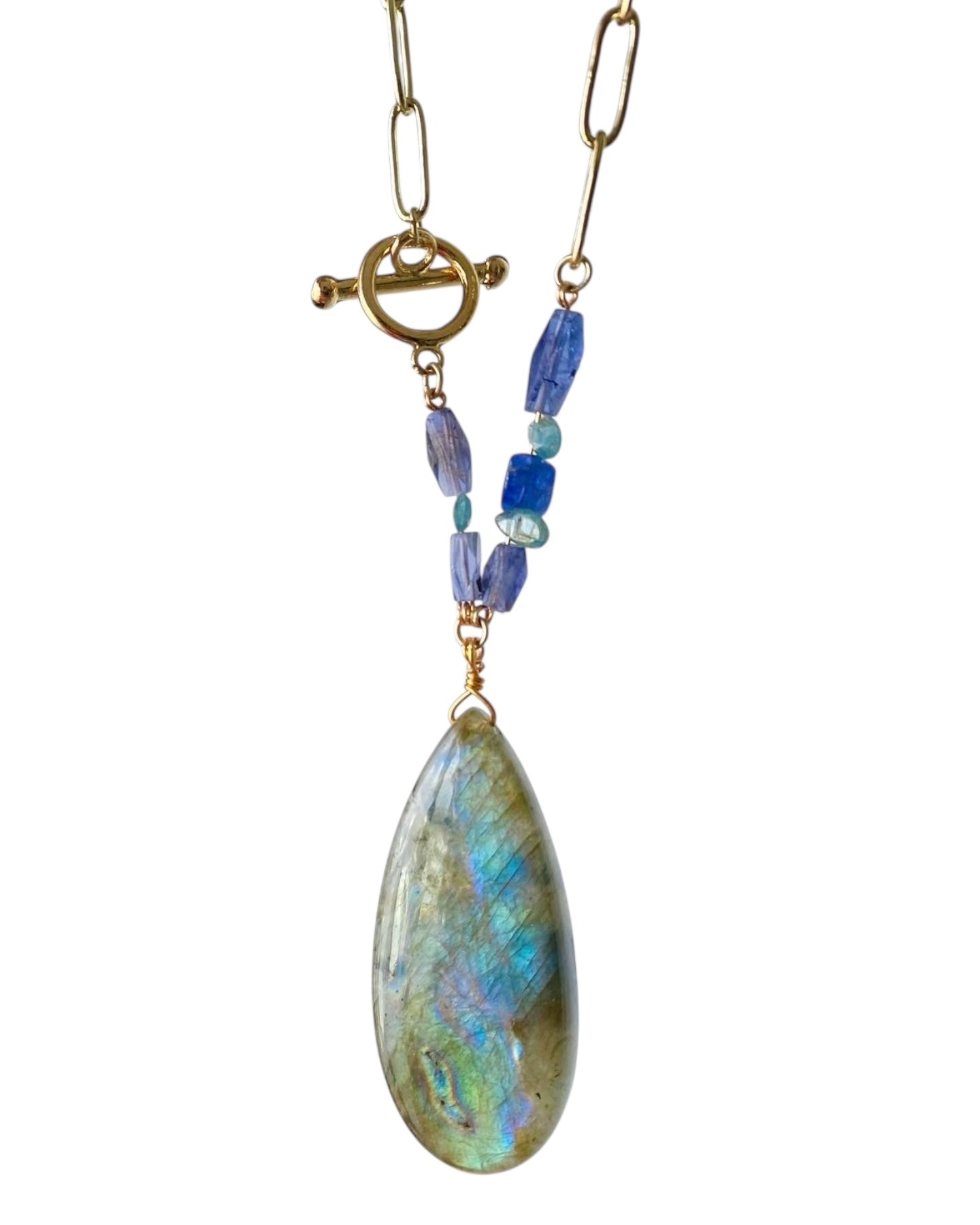 Presley - Statement Labradorite, Tanzanite and Kyanite Gemstone Necklace