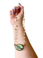 Coral — Labradorite, Freshwater Pearl, Moonstone, & Sunstone Statement Necklace
