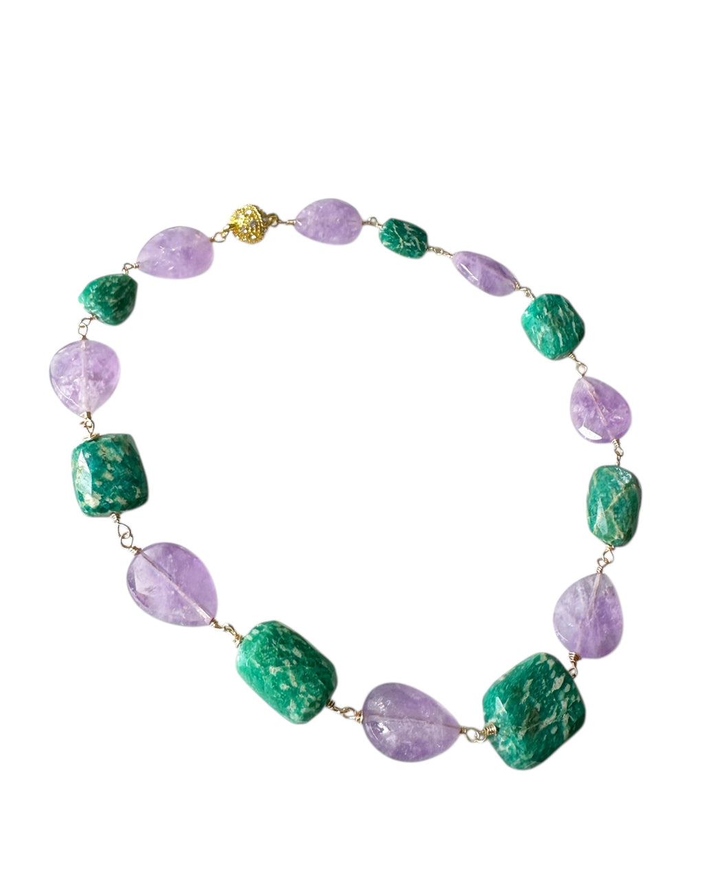 Worth Ave Gemstone Necklace - Amethyst and Amazonite | Handmade Jewelry