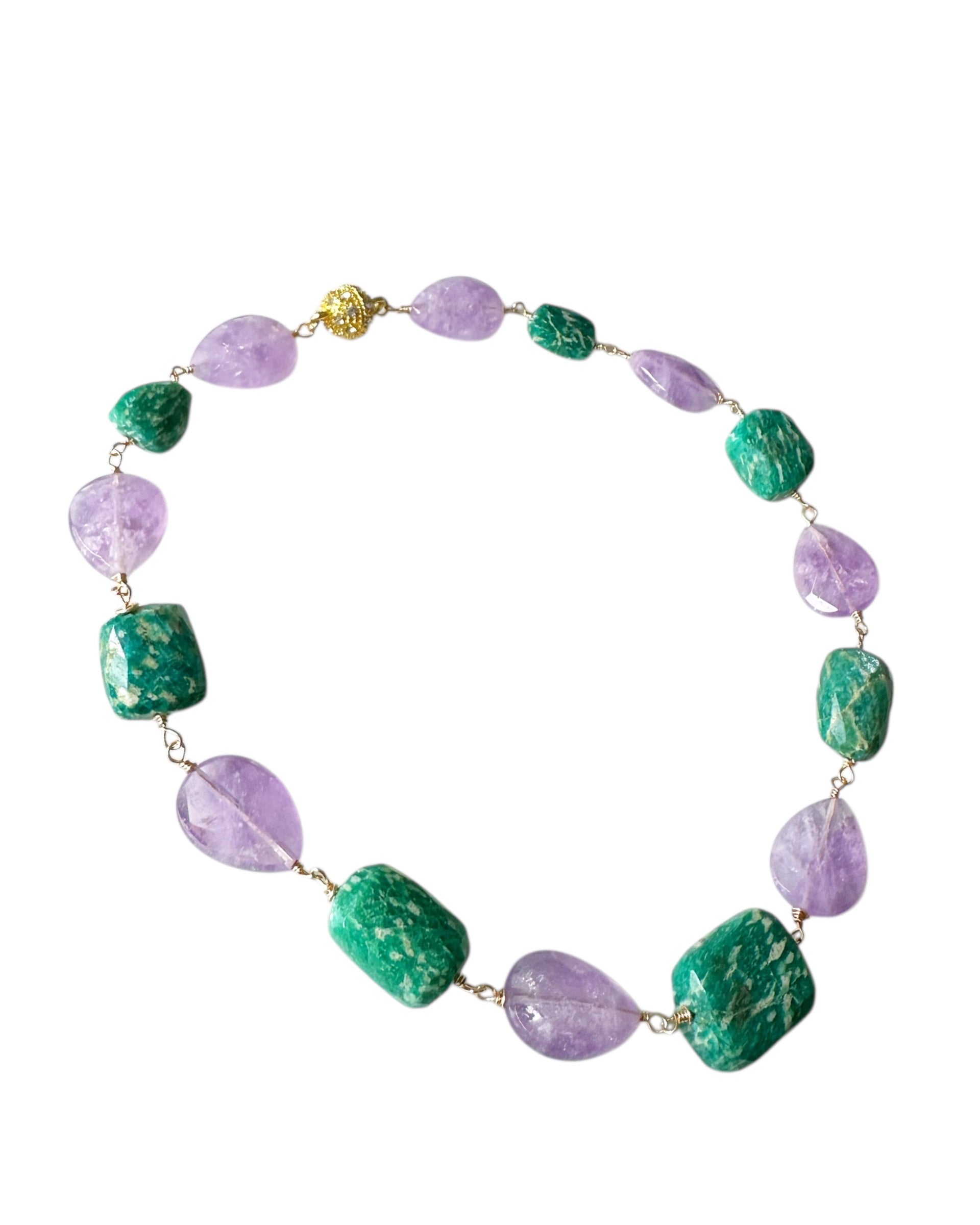 Worth Ave - Amethyst and Amazonite Gemstone Necklace