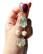 Livia Gemstone Earrings - Fluorite and Freshwater Pearl | Handmade Jewelry