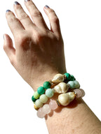Hailey Gemstone Bracelets - Baroque Pearl, Rose Quartz, Chrysoprase and Amazonite | Wisdom, Love, Healing and Clarity