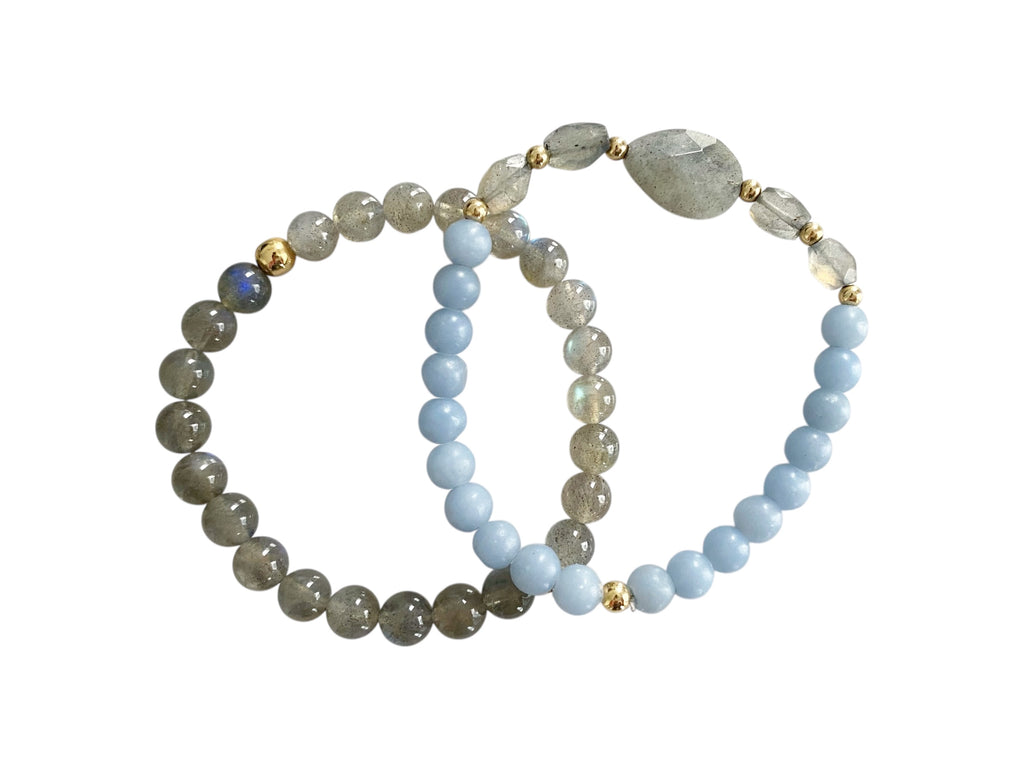 Sydni - Bracelets en pierres précieuses de labradorite et de rubis