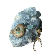 Jolly Rancher Gemstone Necklace - Aquamarine and Ammonite | Calm and Positivity