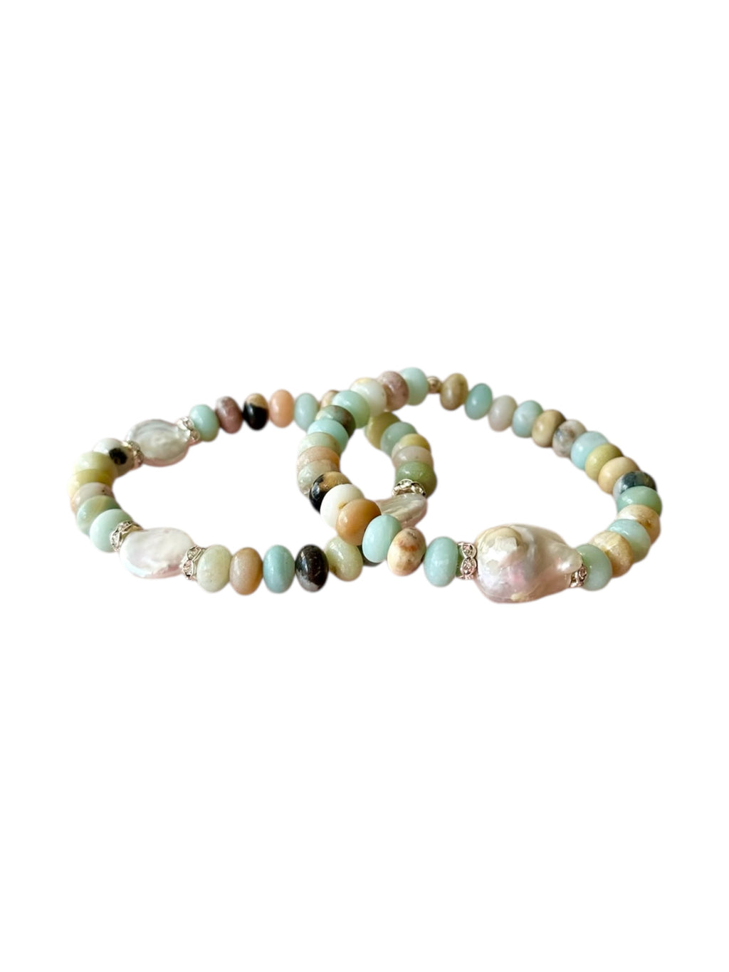 Hayden Gemstone Bracelets - Baroque Pearl, Freshwater Pearl and Amazonite | Handmade Jewelry