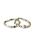 Hayden Gemstone Bracelets - Baroque Pearl, Freshwater Pearl and Amazonite | Wisdom and Clarity