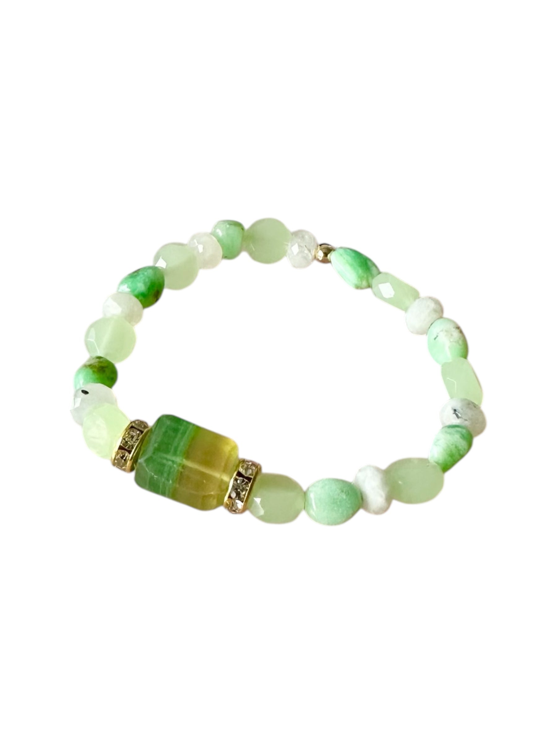 Palm Frond - Fluorite, Jade, Chrysoprase and Moonstone Gemstone Bracelet
